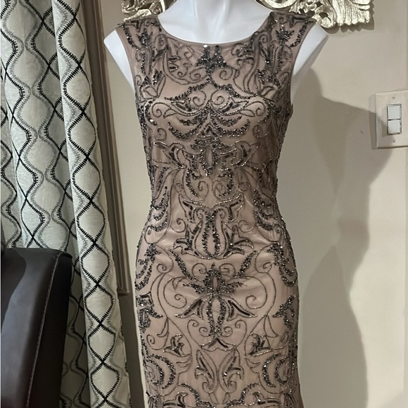 Adrianna Papell Dresses & Skirts - Adrianna Papell Beaded Maxi Dress in Taupe and Black